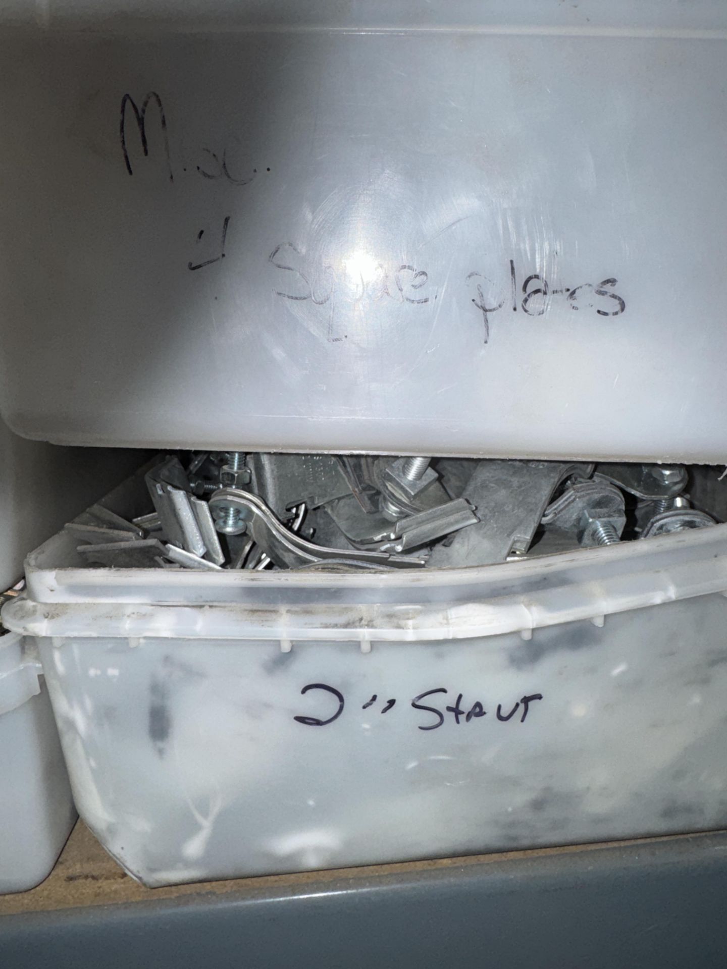 LOT Asst. Clamps, Fasteners, Plates, Clips, Stand Offs, Electrical Boxes on (2) - Image 9 of 19
