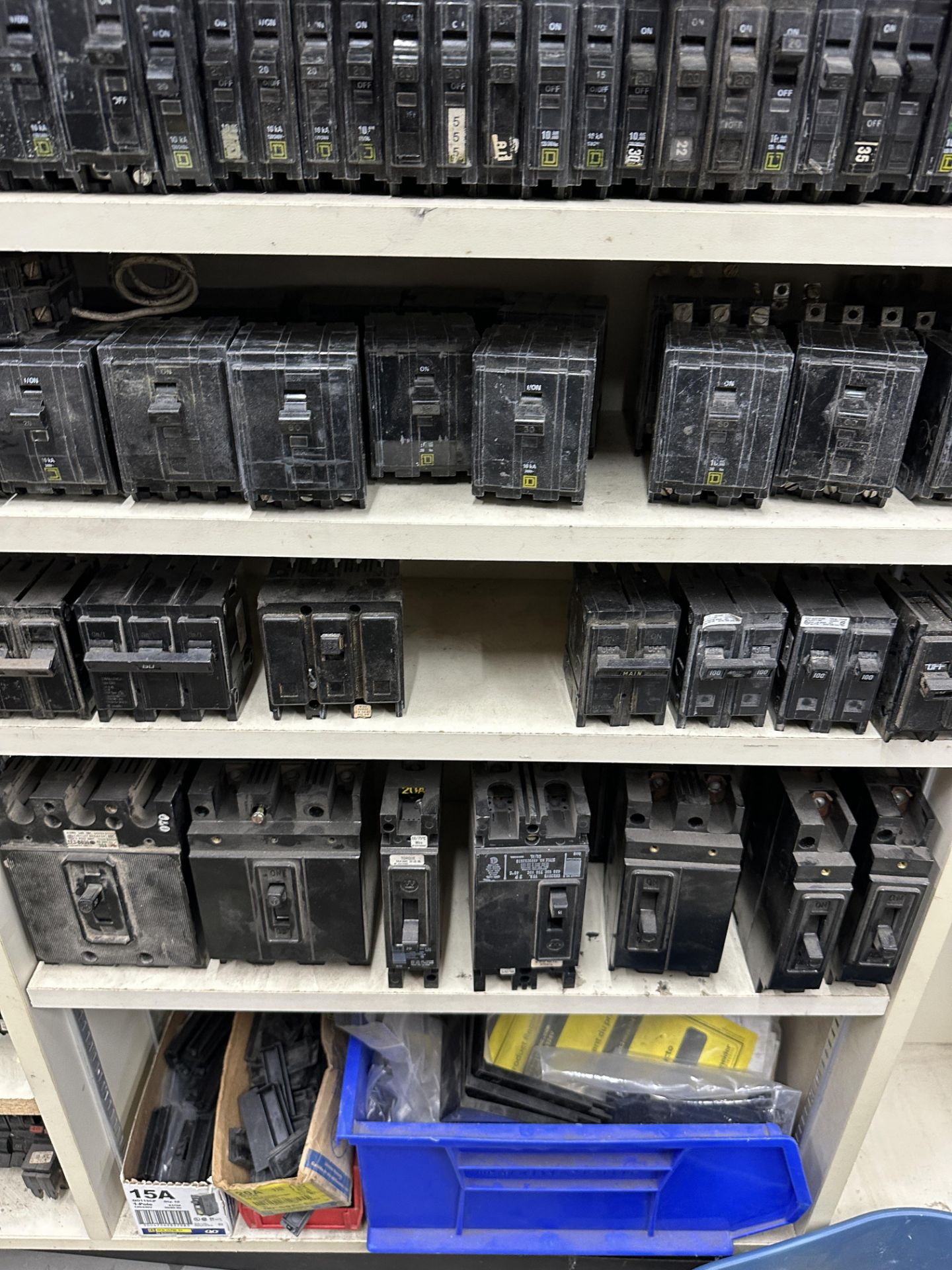 LOT Asst. Electrical Breakers on 2 Sections Shelving - Image 6 of 6