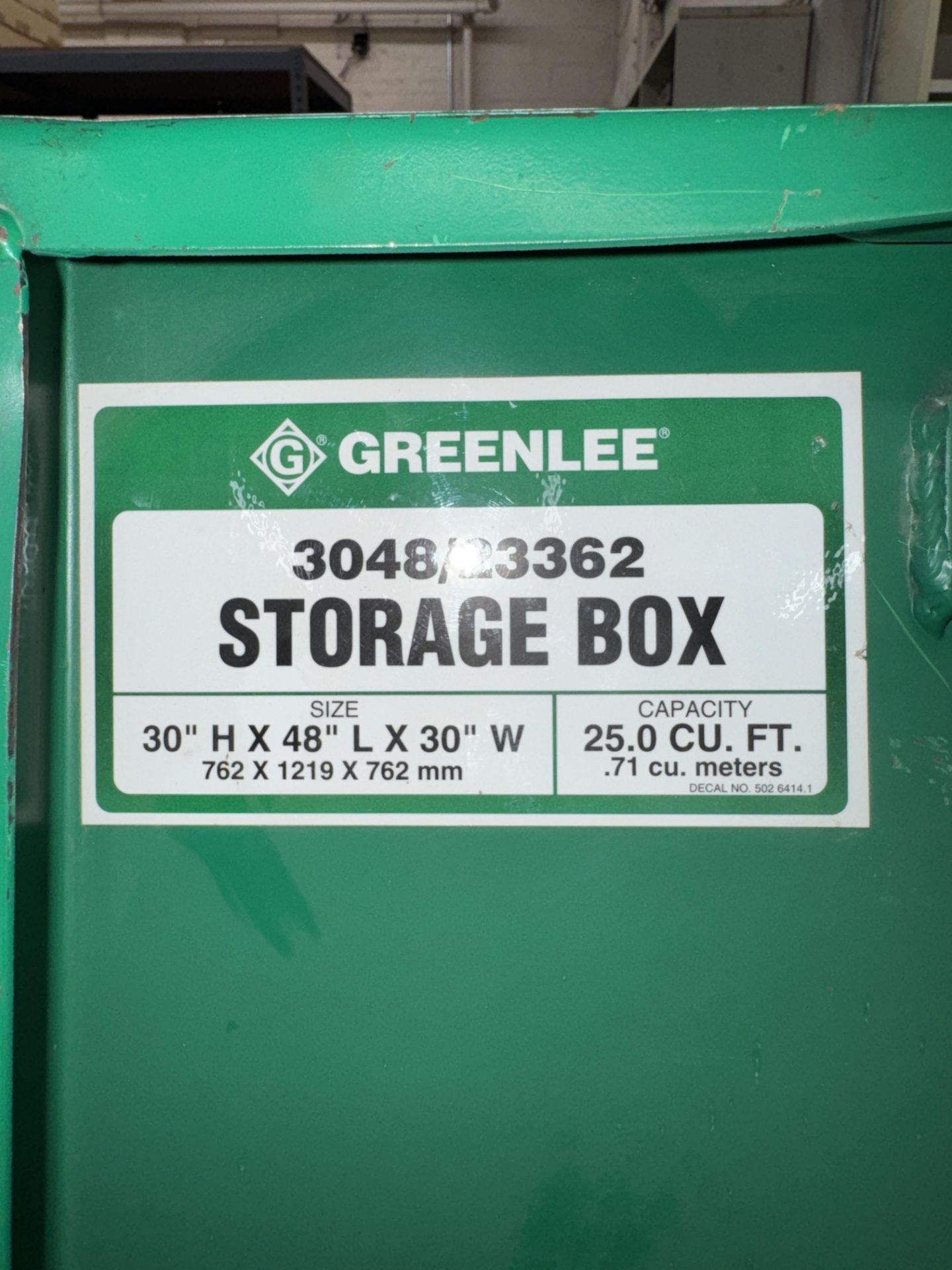 Greenlee #3048/23362 Storage Box Port. Job Box - Image 2 of 4