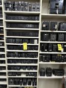 LOT Asst. Electrical Breakers on 2 Sections Shelving