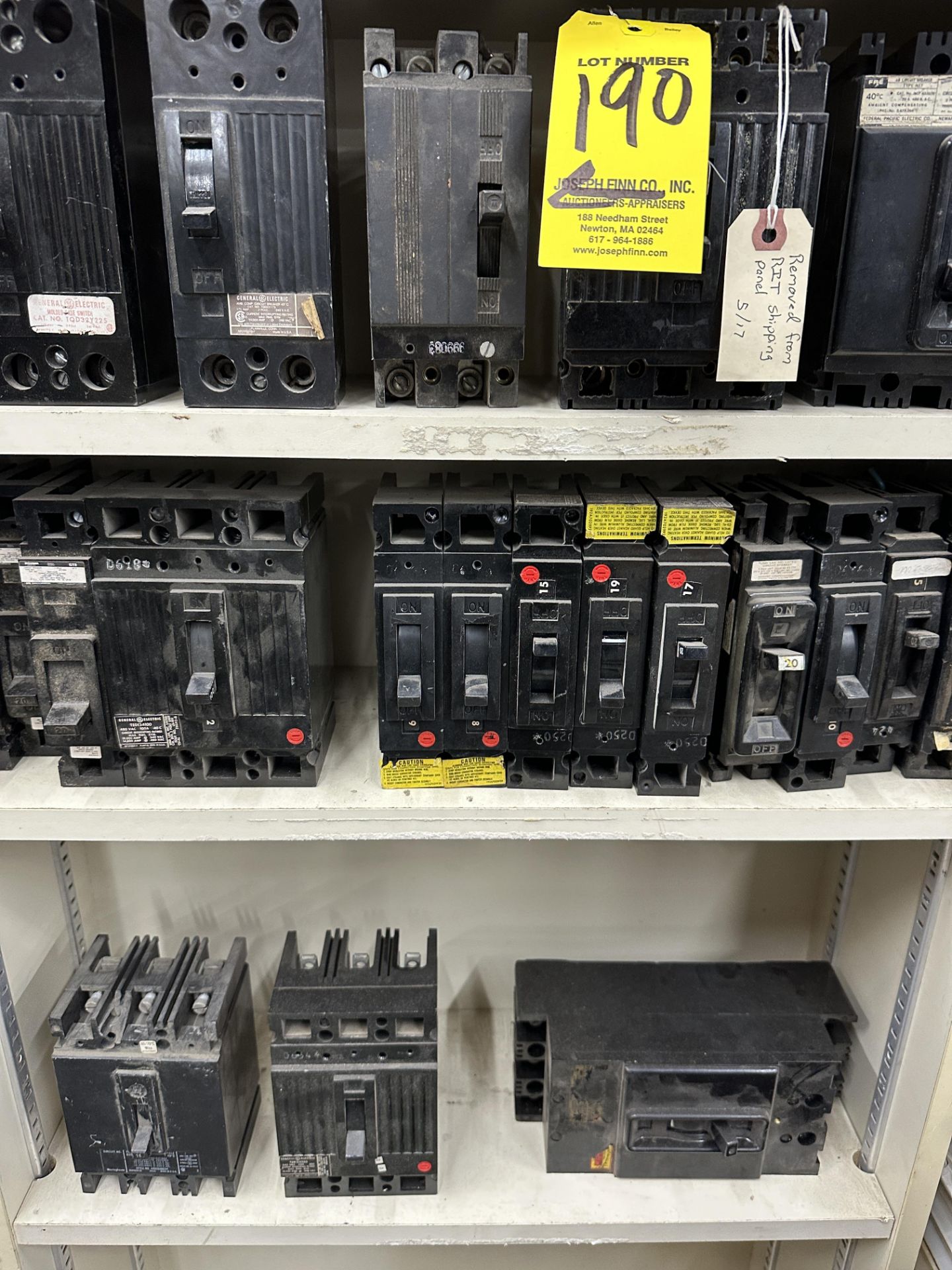 LOT Asst. Electrical Breakers on 2 Sections Shelving - Image 3 of 6