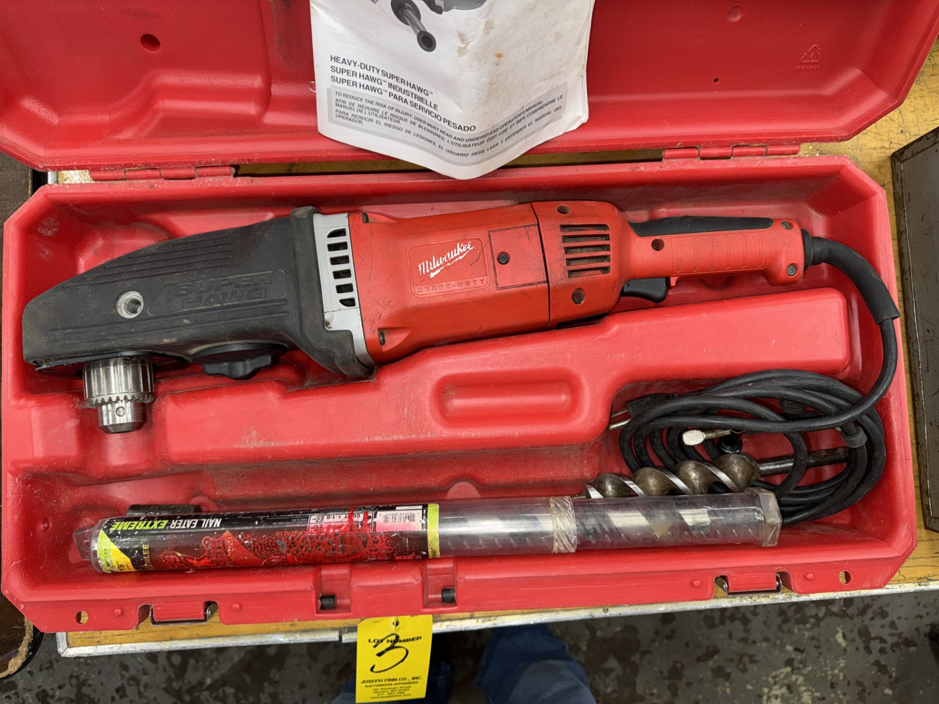 Milwaukee 1680-20 Super HAWG Right Angle w/ Bits and Case - Image 2 of 5