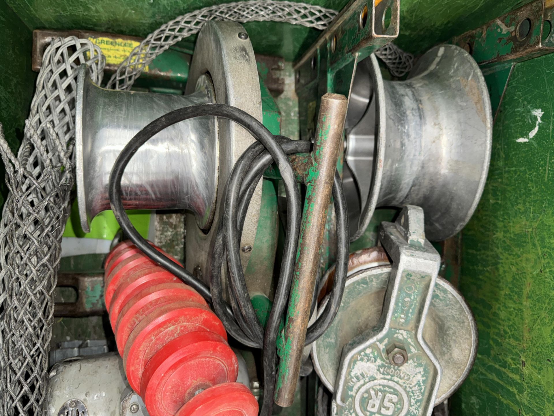 Greenlee #4642 Puller Package w/ Additional Pulleys, Baskets, Hardware, Port. Job Box - Image 4 of 11