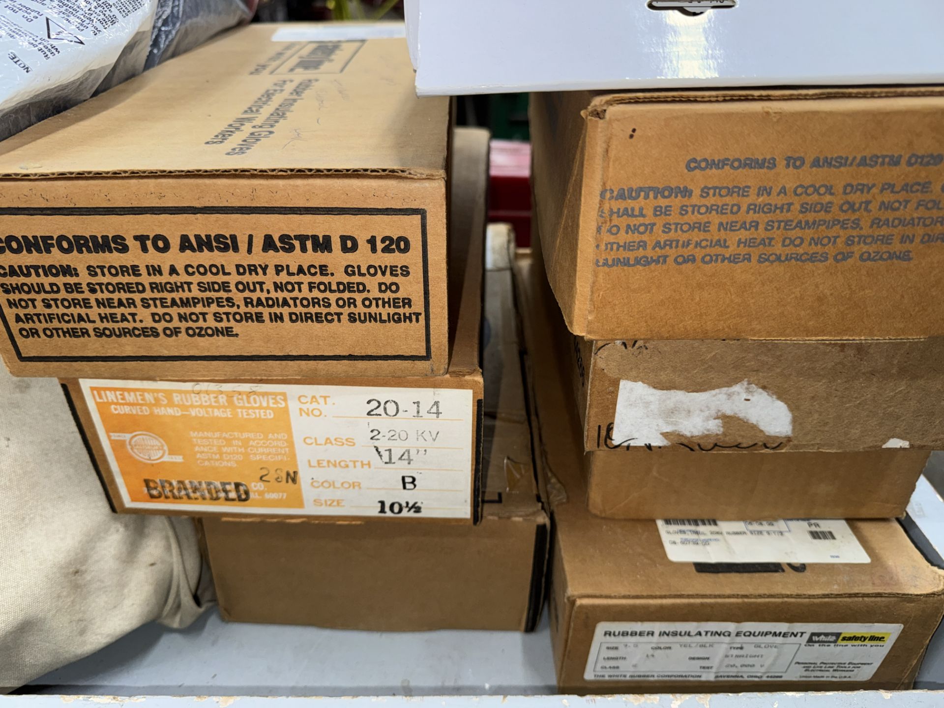 LOT Safety Gloves, Safety Boots, Vests, Face Masks. Safety Suits, Rubber Mats, w/ Port. Bench - Image 6 of 8
