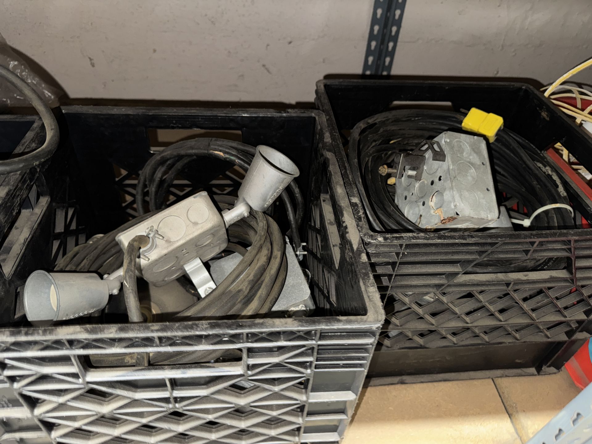 LOT Asst. Light Housings, Compact Light Fixtures, Emergency Lights, Electrical Receptacles, Cable, - Image 7 of 14