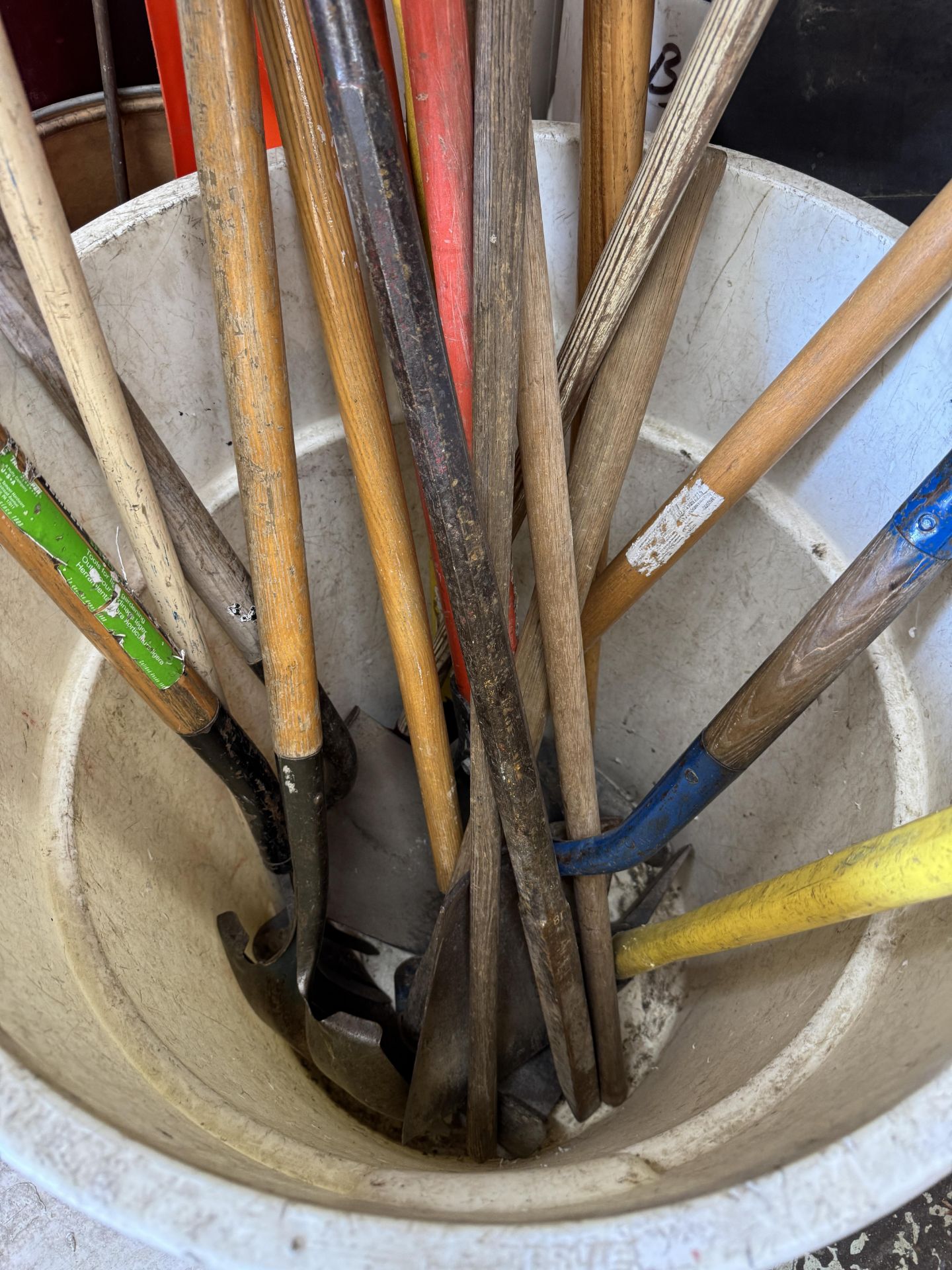 LOT Asst. Shovels, Rakes, Brooms, Orange Safety Cones - Image 2 of 3