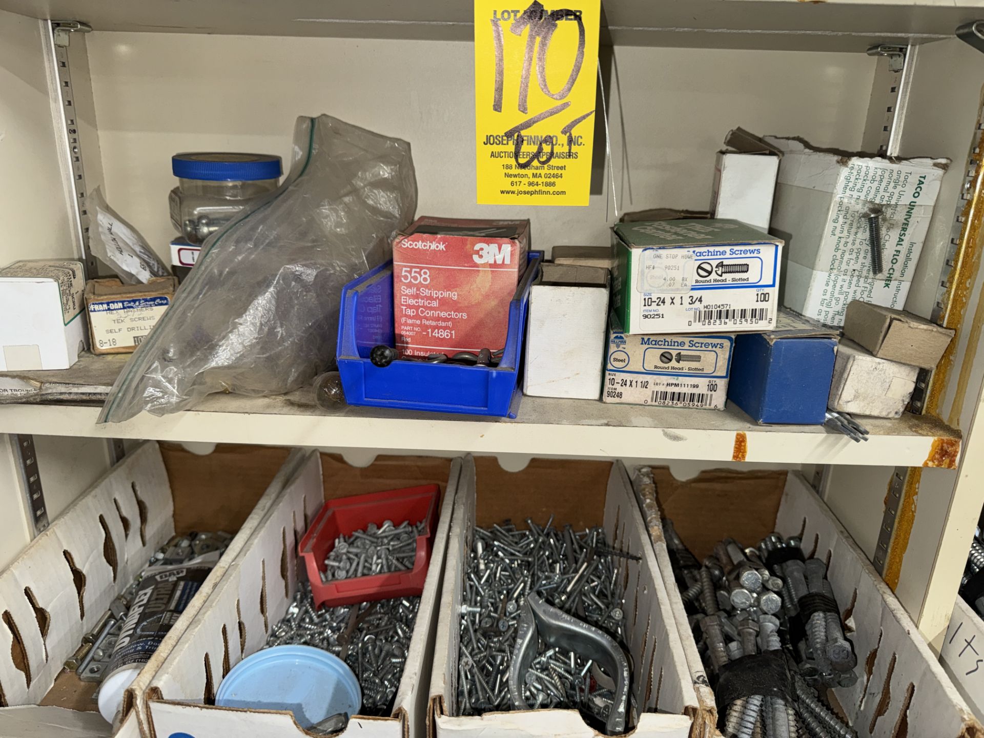 LOT Asst. Hardware Nuts, Bolts, Screws, Port. Wood Shelf in Area - Image 7 of 9
