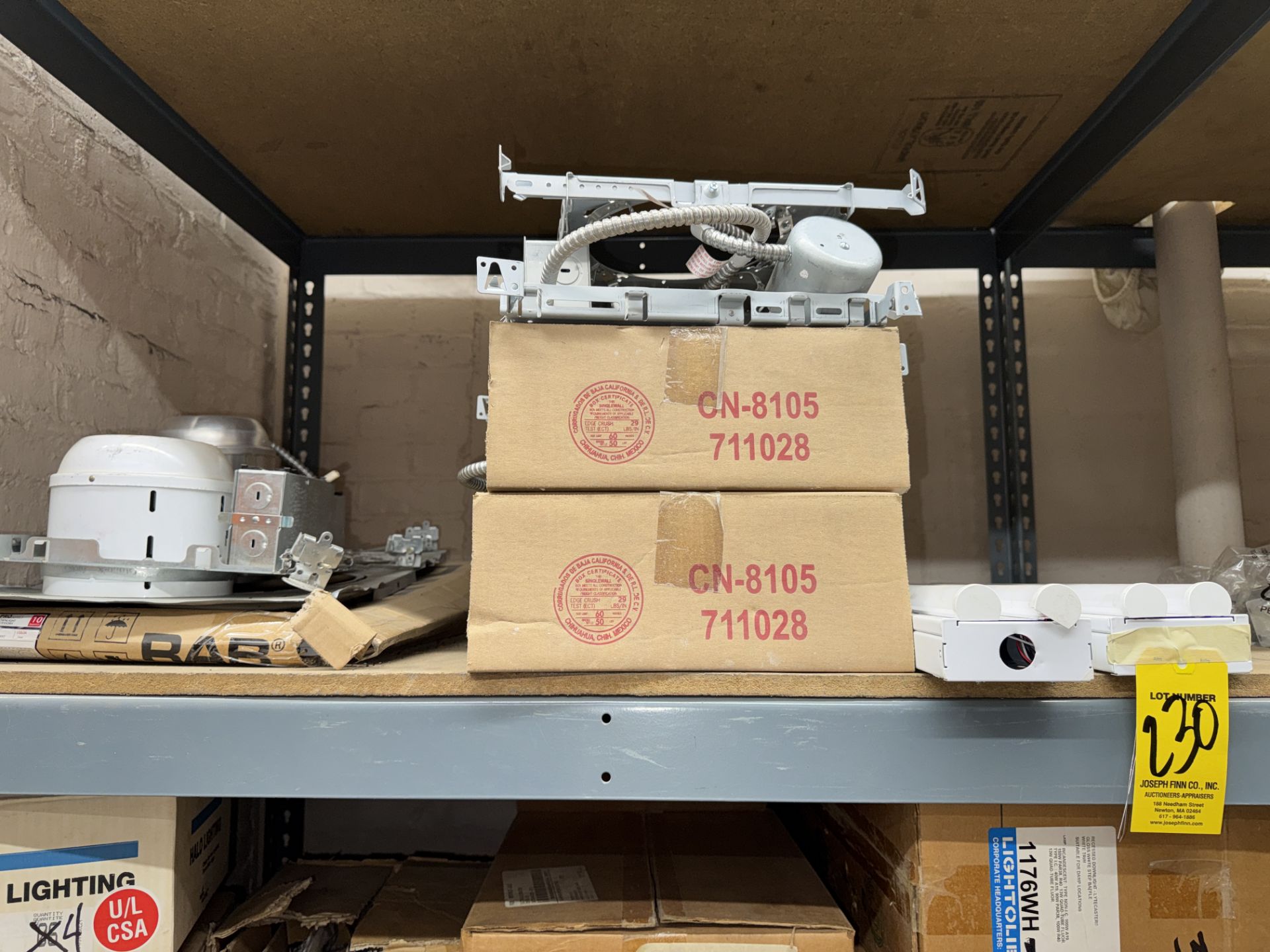 LOT Asst. Light Housings, Compact Light Fixtures, Emergency Lights, Electrical Receptacles, Cable, - Image 14 of 14
