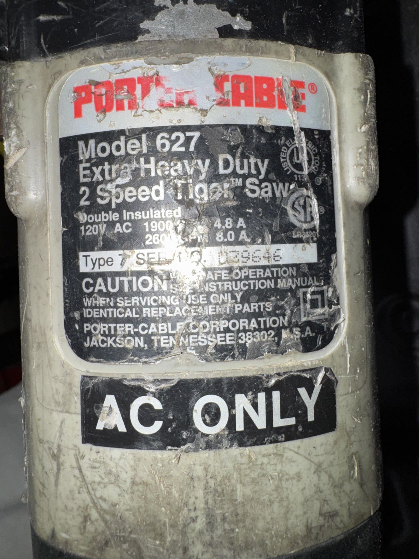Porta Cable #627 Electric Sawzall - Image 2 of 2