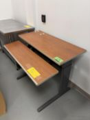 LOT OF (1) STAINLESS STEEL TABLE AND (1) 2-TIER COMPUTER DESK