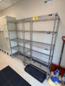 BID PRICE X 2 - (2) ULINE 3'X18"X69"H WIRE STORAGE RACKS, 5-SHELF, ON CASTERS