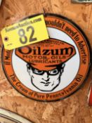 OILZUM ENAMEL SIGN, 11.75"