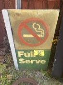 VINTAGE GAS STATION PUMP SIGN, 37"X21" FUEL SERVE