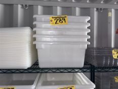 BID PRICE X 5 - (5) 26" X 18" PLASTIC PRODUCT BINS W/ 9-LIDS