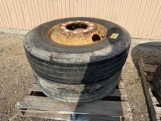 (2) 275/80R22.5 Tires W/ Steel Rims