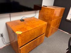 (2) 3' Lateral Drawer Cabinets, 32" Bookshelf, 3' Cabinet