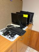 Lot of Office equipment - monitors, mice, keyboards, chair, bulletin board, etc