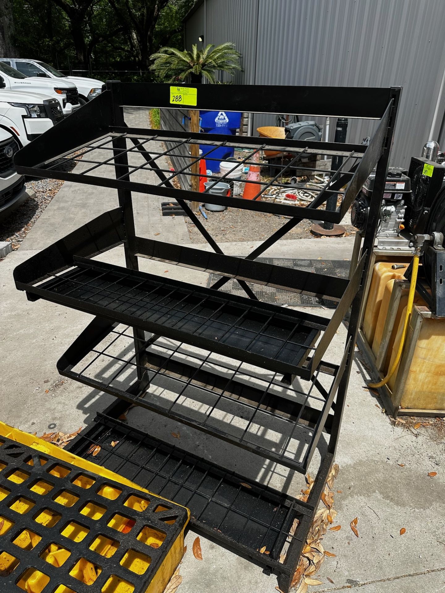Metal Shop Shelf with Plastic Bin and Grate