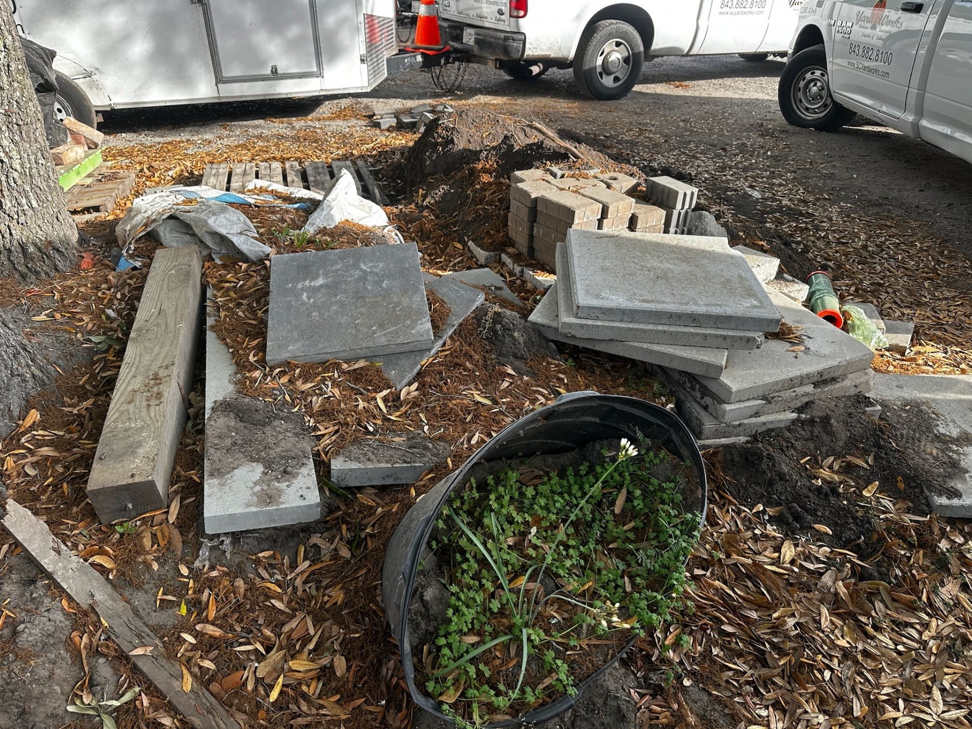 Assorted Hardscape Materials, Stone Slaps, Concrete Pavers and Blocks, Topsoil, Crushed Oyster Sh... - Image 2 of 5