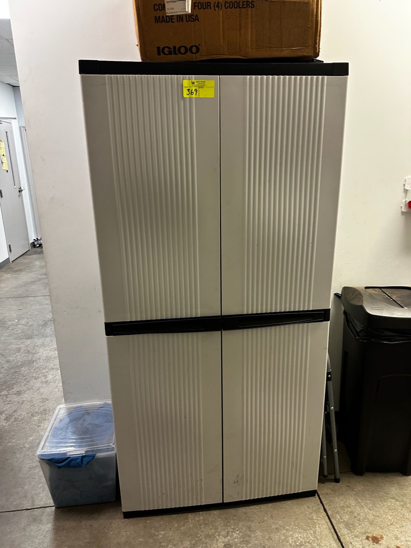 Plastic Storage Cabinet and Contents