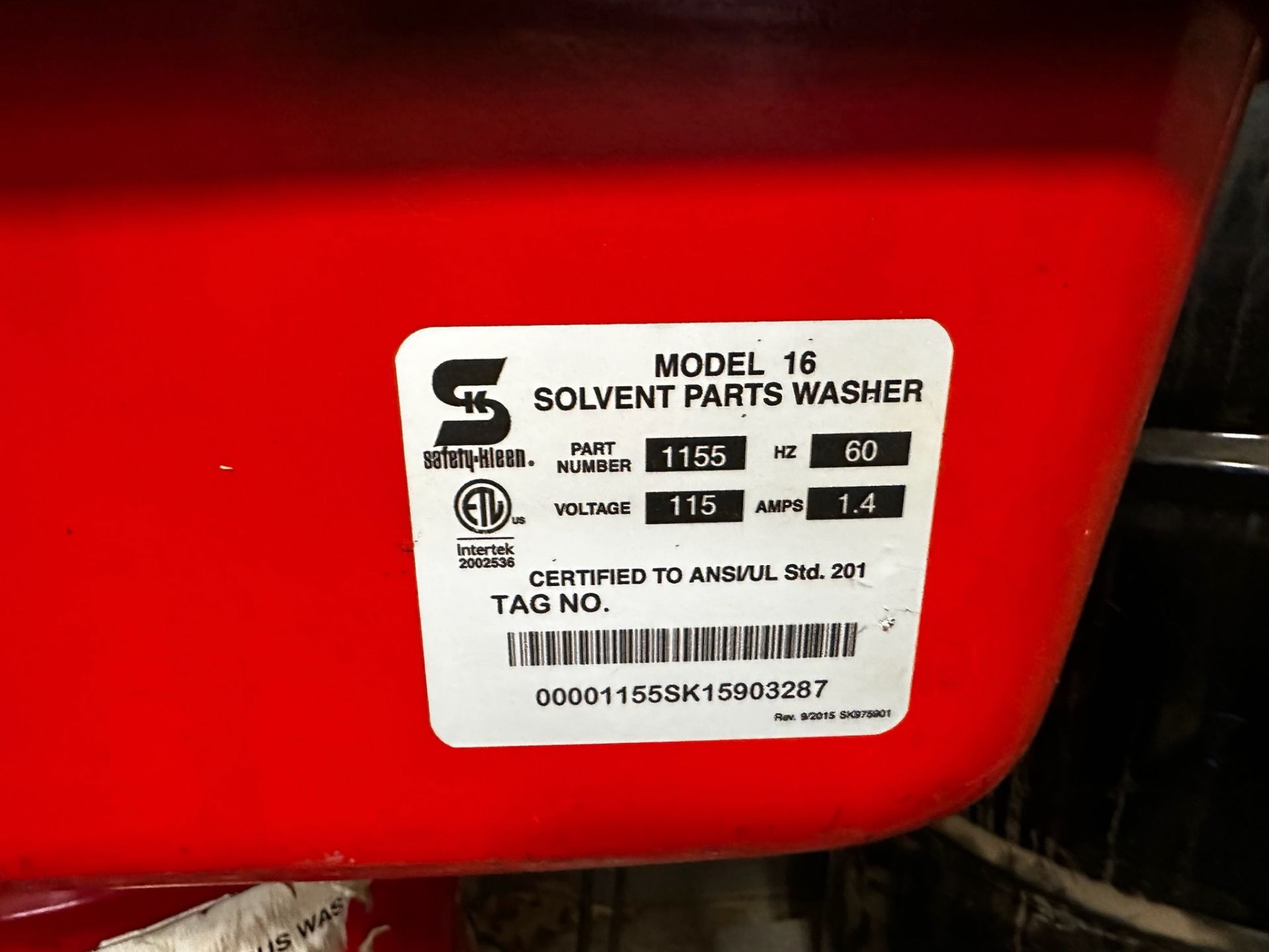 Safety-Kleen Model 16 Solvent Parts Washer - Image 3 of 5