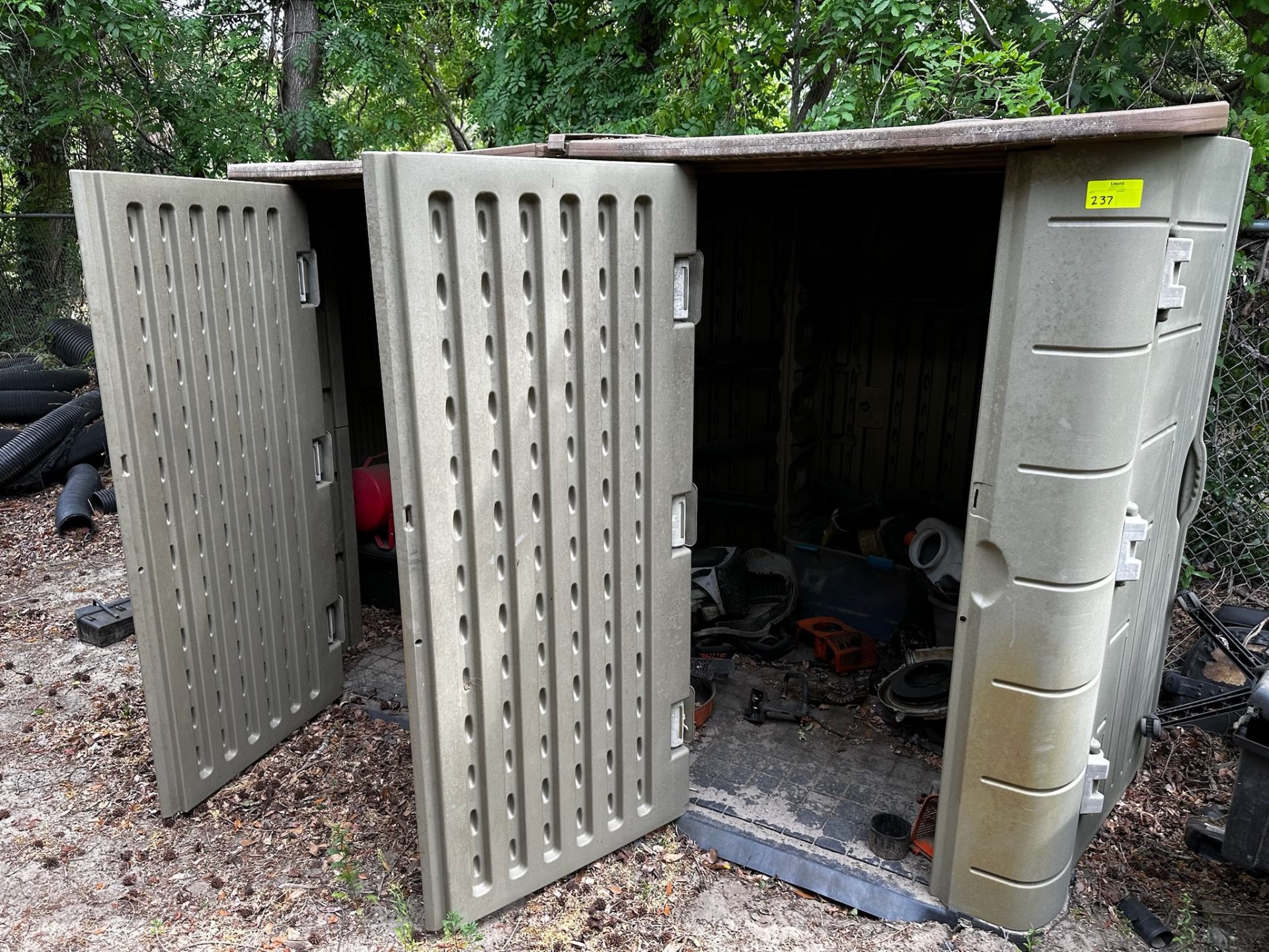 Lot of 2 Plastic Storage Sheds with 2 Storage Bins and All Content - Image 3 of 9