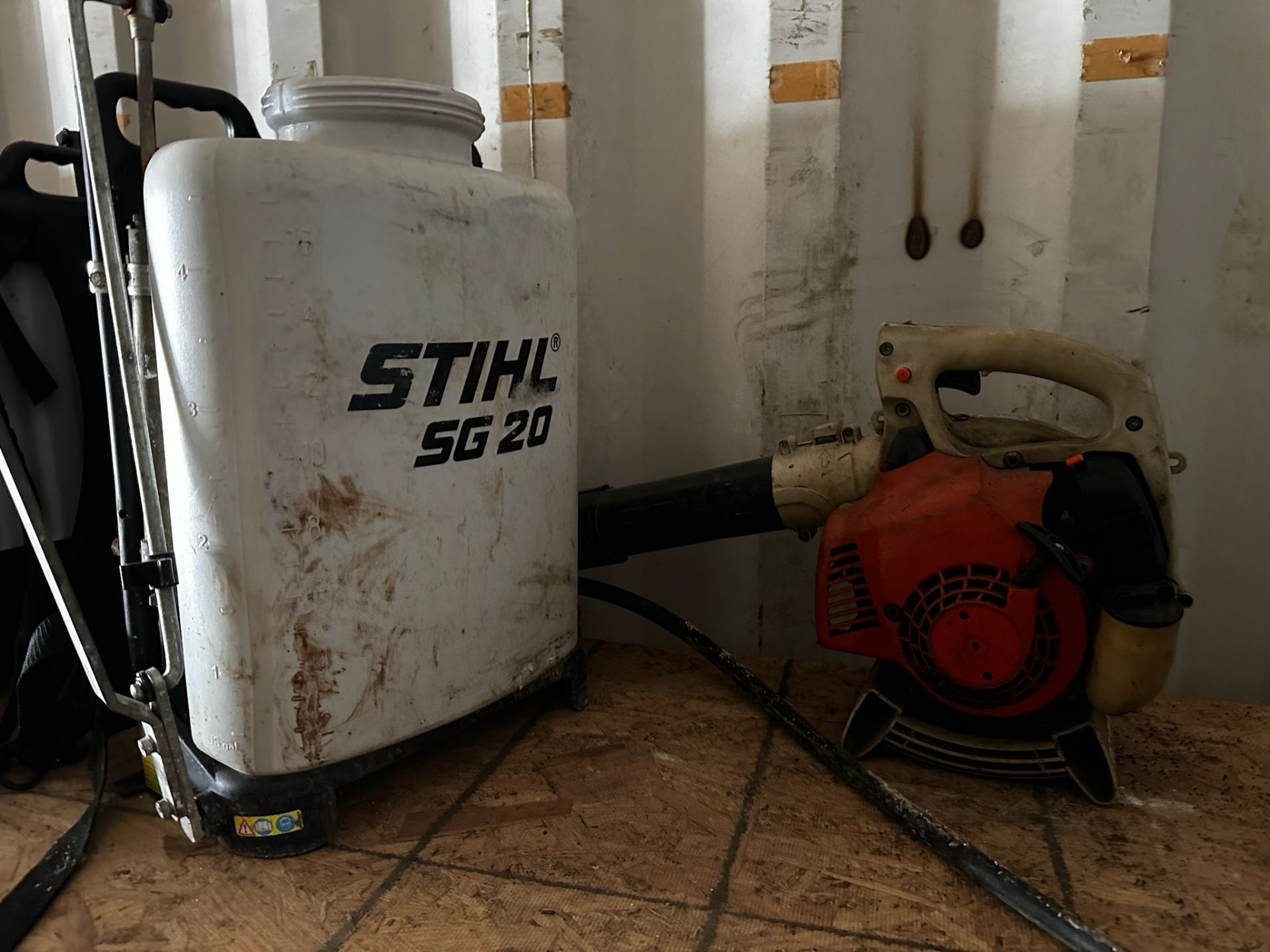Storage Shelf and Contents, Backpack Sprayers, Chain Saws, and More. - Image 5 of 13