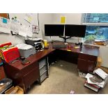 Corner Desk with Monitors and Contents