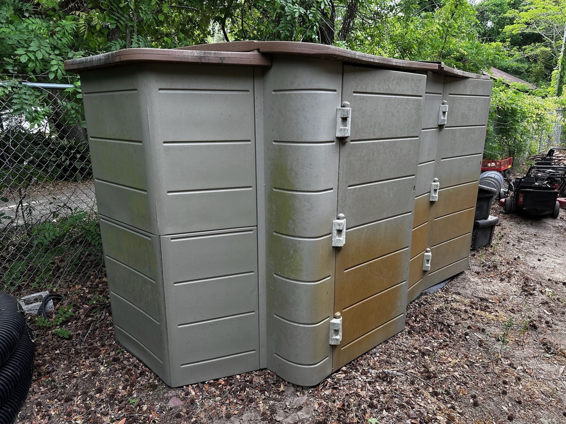 Lot of 2 Plastic Storage Sheds with 2 Storage Bins and All Content - Image 2 of 9