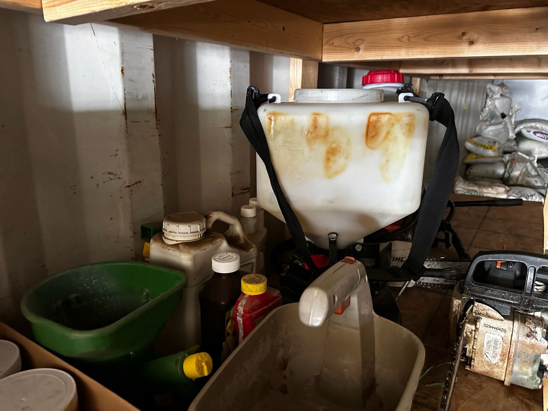 Storage Shelf and Contents, Backpack Sprayers, Chain Saws, and More. - Image 9 of 13