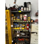 Metal Shelf and File Cabinet with Contents