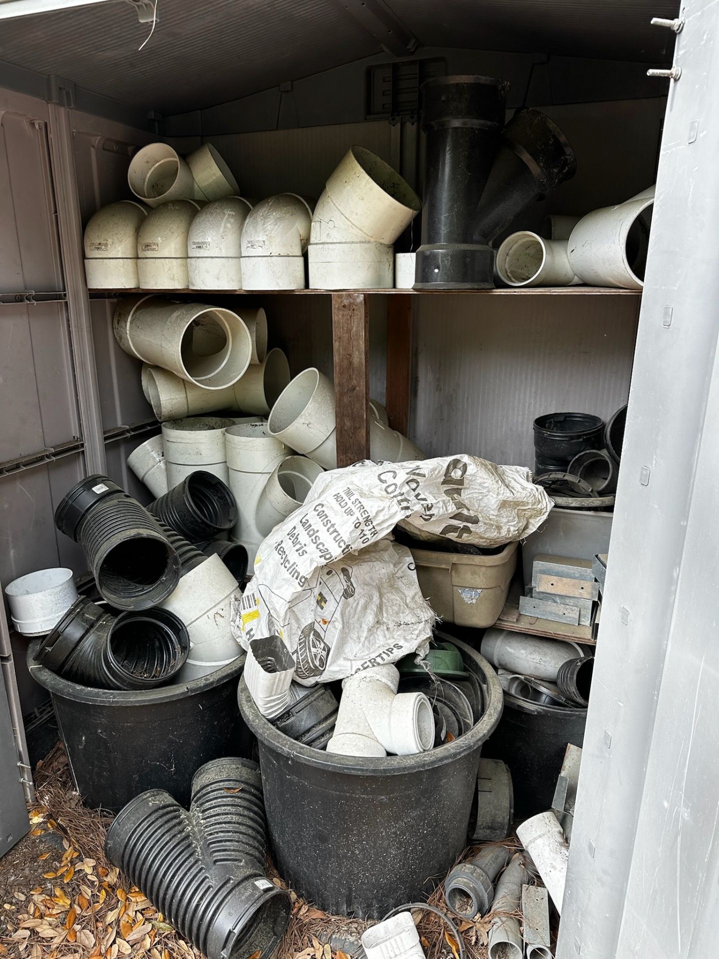 Assorted PVC and Corregated Pipe Connectors with Shed - Image 2 of 3