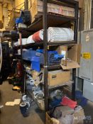 CONTENTS OF SHELVING UNIT & DOUBLE DOOR CABINET