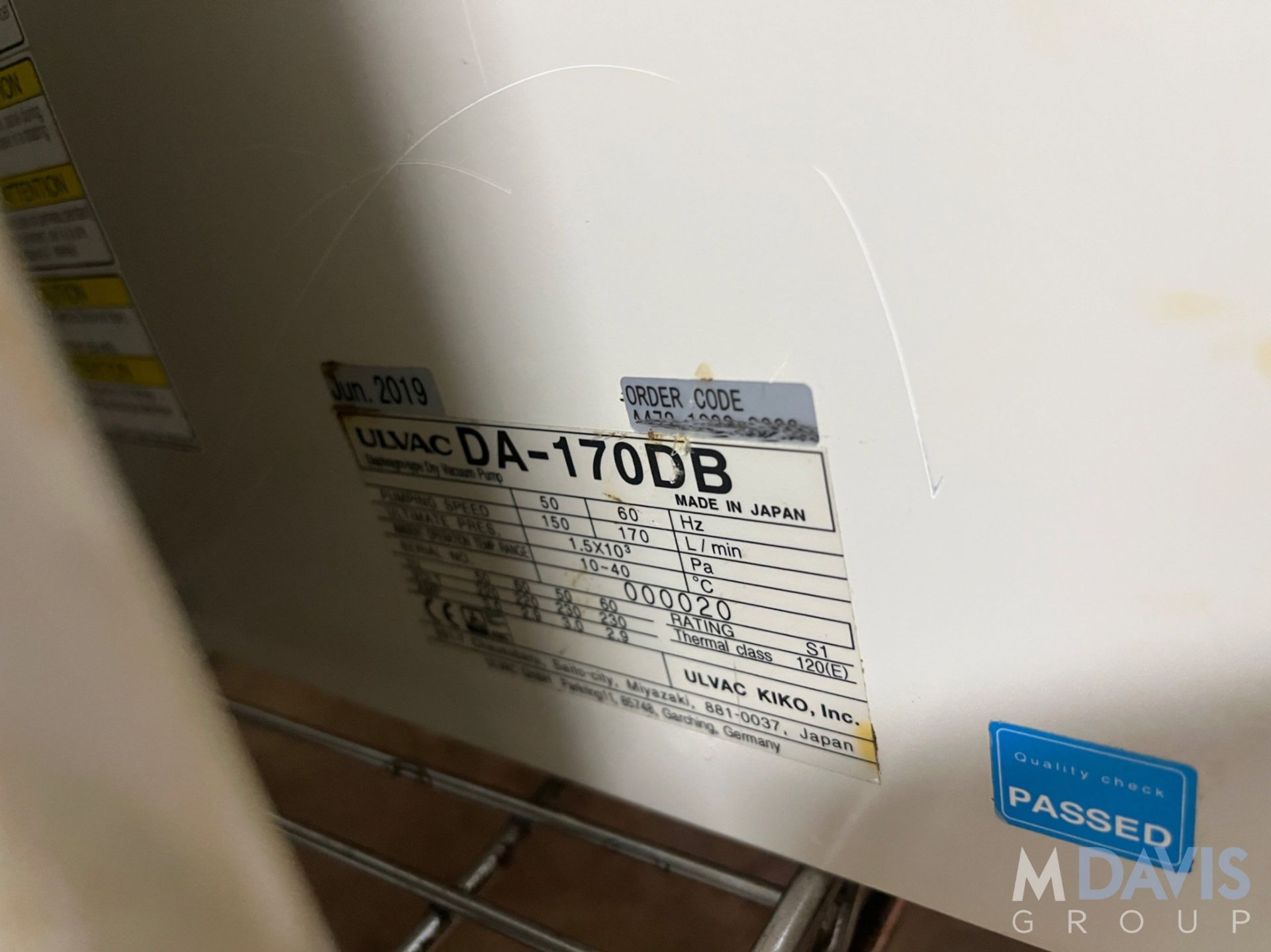 ULVAC VACUUM PUMP - Image 8 of 8