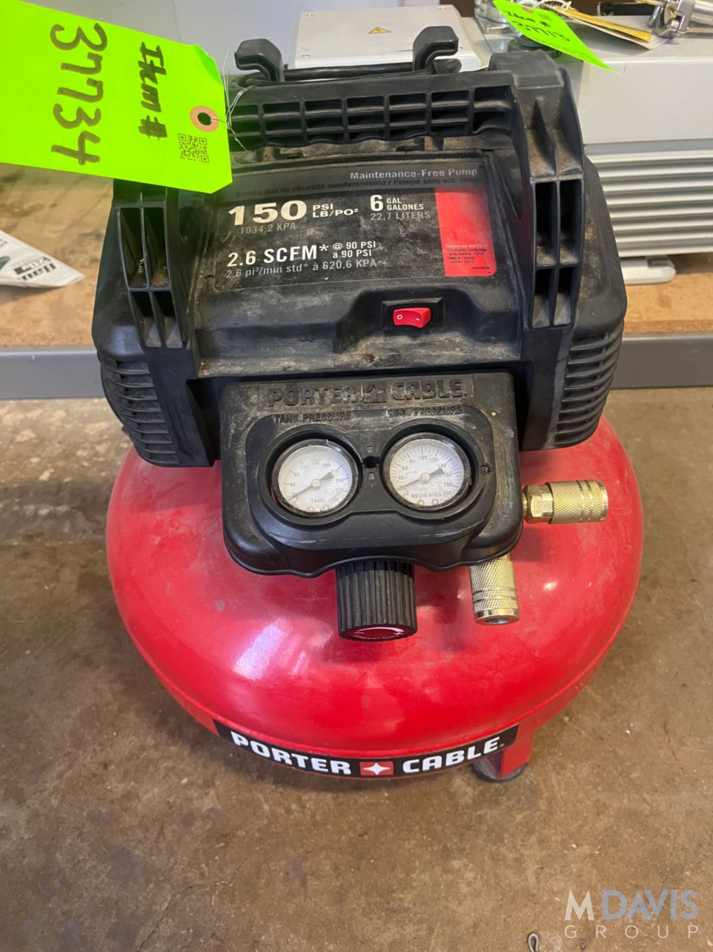 PORTER CABLE PORTABLE AIR COMPRESSOR - Image 3 of 6