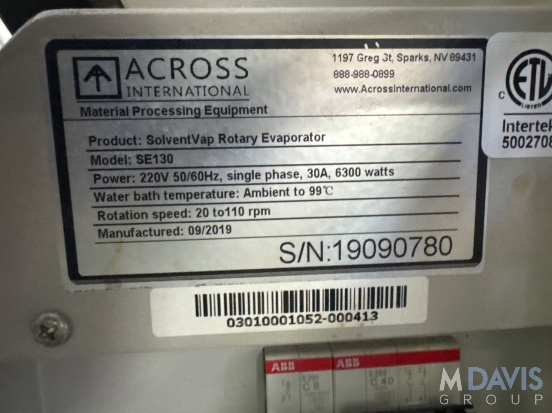 ACROSS INTERNATIONAL SOLVENTVAP ROTARY EVAPORATOR - Image 10 of 10