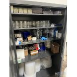 CABINET WITH ASSORTED GLASSWARE
