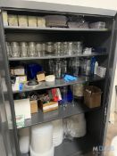CABINET WITH ASSORTED GLASSWARE