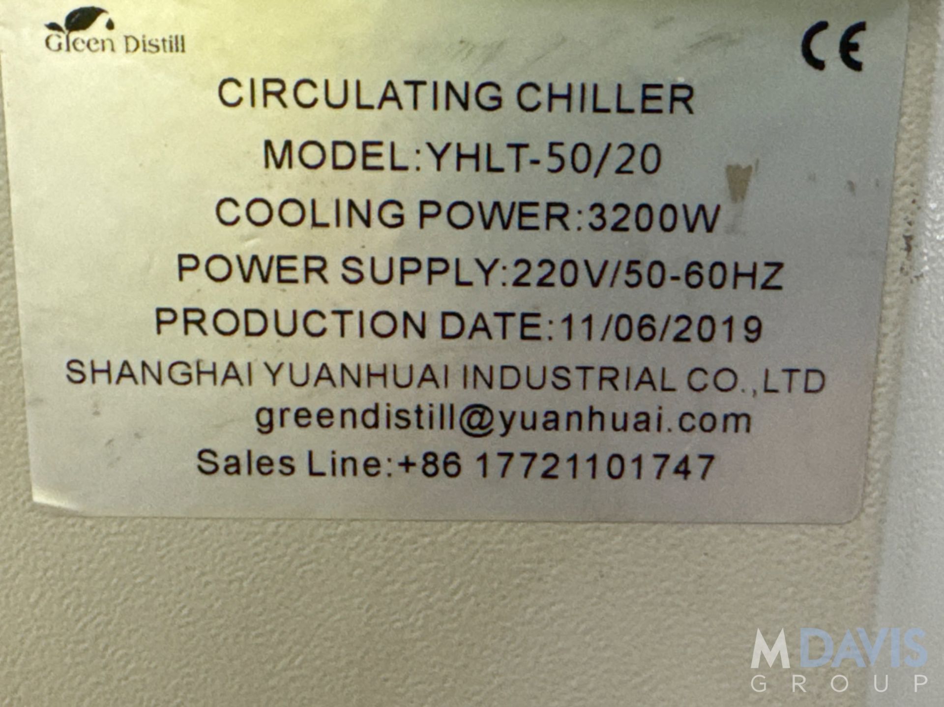 2019 SHANGHAI YUANHUAI INDUSTRIAL CO. RECIRCULATING CHILLER - Image 5 of 6