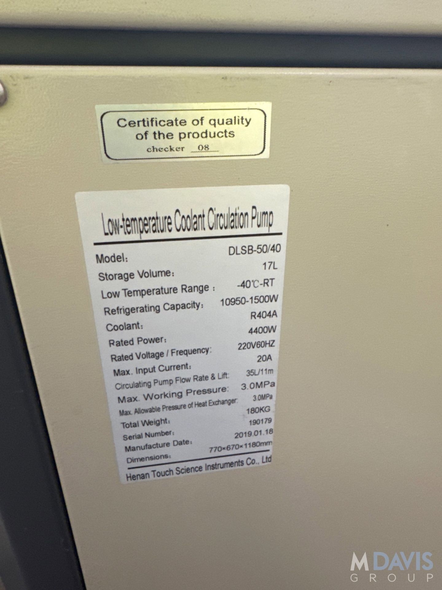 2019 TOUCH SCIENCE INSTRUMENTS LOW-TEMPERATURE COOLANT CIRCULATION PUMP - Image 5 of 6