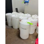 (9) 15 GAL CLOSED TOP NATURAL PLASTIC DRUM