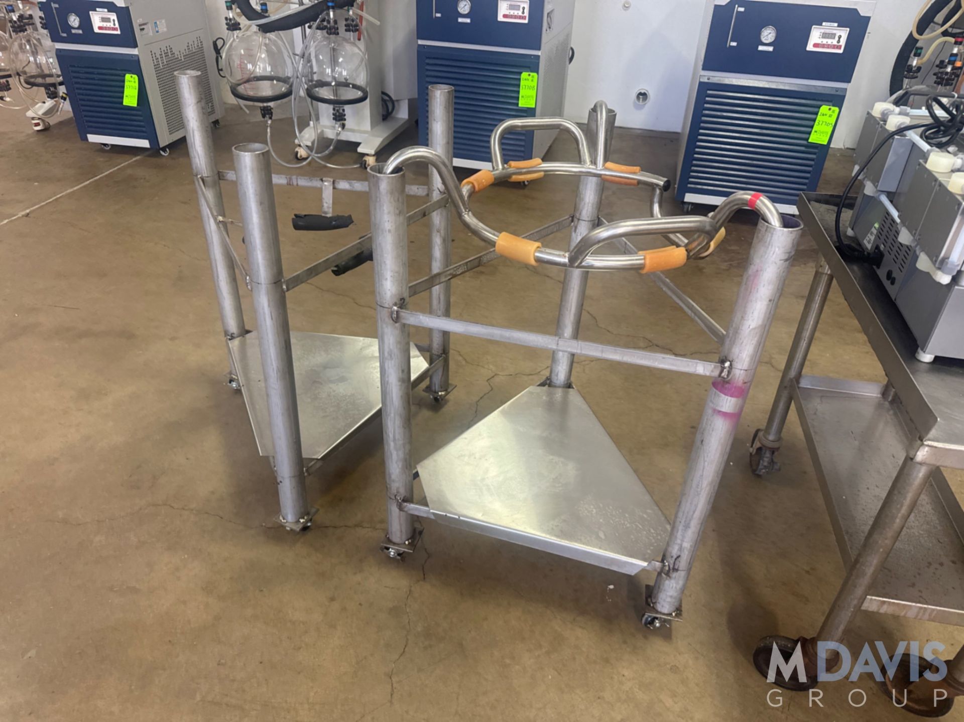 (2) PORTABLE GLASS GLOBE STANDS