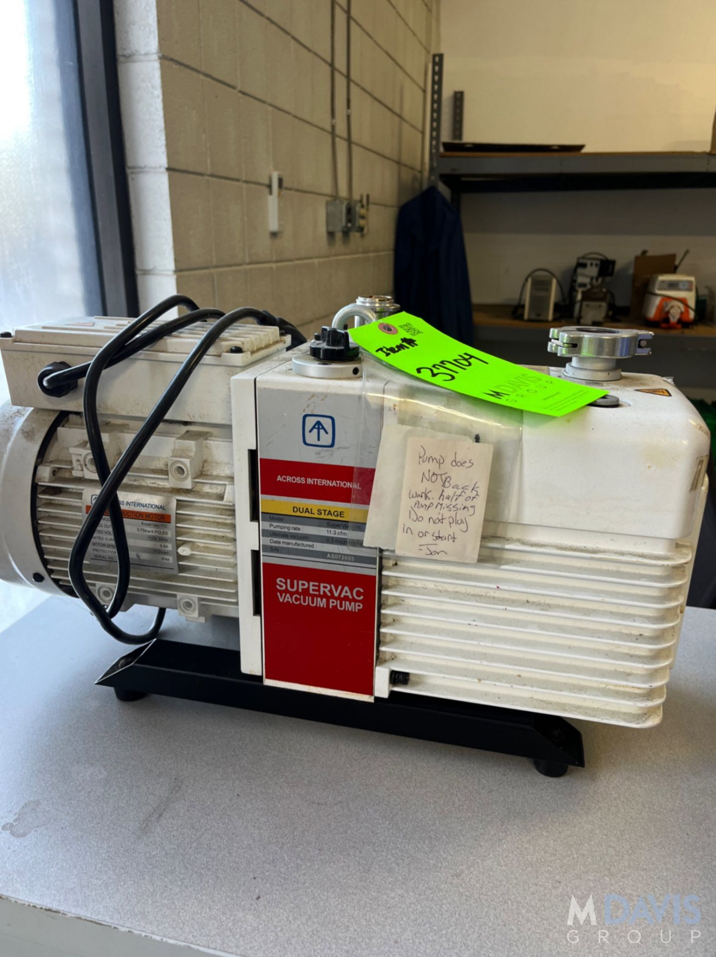ACROSS INTERNATIONAL SUPERVAC VACUUM PUMP - Image 6 of 7