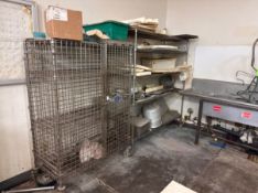 WIRE SHELVING UNIT & CAGE WITH CONTENTS