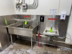 NSF S/S 3-BOWL SINK & 1-S/S SINGLE BOWL AUTO-MATIC WATER SINK