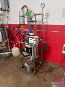 GLASS REACTOR WITH TOP MOUNTED AGITATION, MOUNTED ON S/S PORTABLE FRAME (LOCATED CRAFTON PA)