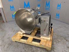GROEN 60 GALLON JACKETED S/S TILTING KETTLE, MODEL DEE / 4-60, S/N 38075, BOARD NO. 38075, MAX WP 50
