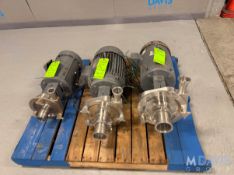 (3) Fristam 5 & 7.5 hp Centrifugal Pumps, (2) 5 hp 1740 & 1165 rpm, (1) 7.5 hp 1770 rpm, 208-230 /