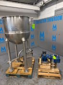 HAMILTON 100 GALLON S/S JACKETED KETTLE, S/N F-6661, INCLUDES SEW 5 HP / 1700 RPM AGITATOR DRIVE