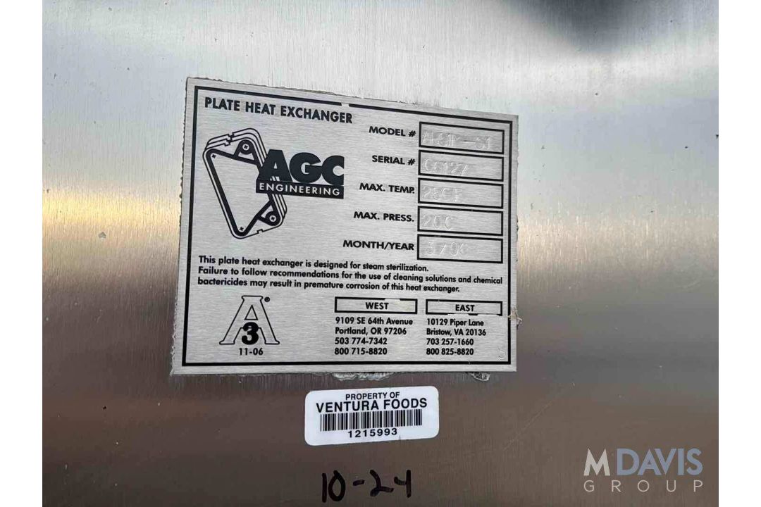 AGC S/S PLATE PRESS, MODEL AR51M-S1, S/N 06127, MFG 2006, WITH 3 & 4 CONNECTIONS, 250 DEGREES MAX - Image 11 of 11